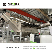 Laveuse de plastique automatique Aceretech haute capacité 1500 kg/h avec moteur, boîte de vitesses et roulement pour l'élimination des étiquettes - Certifiée CE