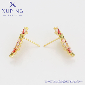 XUPING-pendientes de tuerca de alta gama, cristal colorido, estilo de hoja de 18K de color dorado, al por mayor, A00916725 - Product Image 6