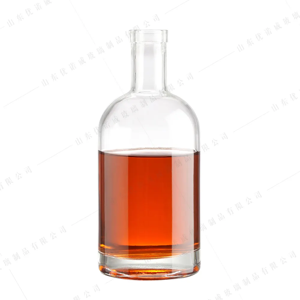 Botellas redondas de cristal para licor, botellas con tapón de rosca de corcho para vodka, 100ml, 200ml, 375ml, 500ml, 750ml, 1000ml