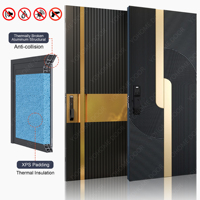 Porte d'entrée de luxe de style moderne européen pour maison, porte pivotante en aluminium, entrée d'appartement moderne, porte principale avec panneau latéral