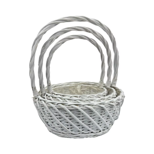 Venta caliente blanco hecho a mano tejido sauce cesta de regalo cesta de frutas flor planta compras y almacenamiento cesta de mimbre - Product Image 1