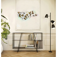 Décoration d'art mural tendance design personnalisé intérieur or blanc 36 pouces décoration murale en métal fleur