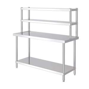 Station de travail en acier inoxydable pour cuisines, supermarchés, épiceries avec étagère supérieure, fabrication de cuisine commerciale - Product Image 2