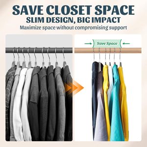 Perchas Delgadas y Duraderas de Plástico PET Ultrafinas Antideslizantes con Almohadilla de Goma para Ahorrar Espacio en Armarios y Baños, Diseño Moderno - Product Image 3