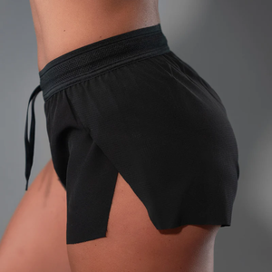 Pantaloncini da Palestra Neri per Donna con Logo Personalizzato, Fodera Integrata, Pannelli in <span class=keywords><strong>Micro</strong></span> Mesh, Cintura Ventilata, Abbigliamento Sportivo - Product Image 2