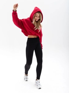 Sudadera con Capucha de Forro Polar para Mujer, Corte Holgado, Estilo Urbano, Logotipo Bordado, Top Corto, Otoño Invierno, Transpirable, Disponible en Stock - Product Image 6