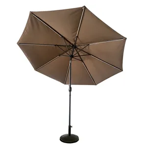 ベストチョイス製品9フィートソーラーパワーポリエステルLED照明付きパティオ傘、傾斜調整と耐退色性生地付き