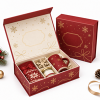 Boîte cadeau de Noël personnalisée haut de gamme avec fermeture magnétique, emballage rigide en papier avec insert pour chaussettes, tasse, ensemble de bougies