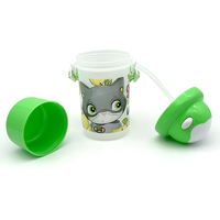 Bouteilles d'eau en gros personnalisées avec logo, écologiques, à double compartiment, motif lapin et grenouille, avec paille et ouverture directe pour enfants à l'école