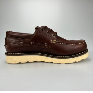 Chaussures bateau décontractées pour hommes en cuir véritable, à enfiler, toutes saisons, ajustement confortable, respirantes, pour la marche en extérieur, vente en gros ODM - Product Image 5