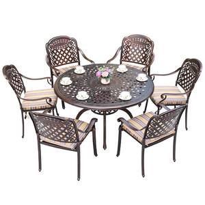 Juego de Mesa de Jardín de Aluminio Fundido para 6 Personas, Muebles de Exterior de Diseño Tradicional, Resistentes a la Intemperie, para Patio o Terraza - Product Image 1