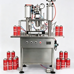 Machine de remplissage semi-automatique pour aérosols (désodorisants, <span class=keywords><strong>spray</strong></span> au poivre, peinture en <span class=keywords><strong>spray</strong></span>) - Product Image 1