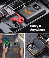 Nexest Portable 12V Car Power Bank Mini gonfleurs de pneus Jump Starter Pompe à air pour voiture avec compresseur d'air 8800 Mah Max 150Psi