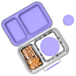 Lonchera de Acero Inoxidable de 2 Compartimentos <span class=keywords><strong>Aohea</strong></span>, Lonchera Bento Ecológica de Grado Alimenticio para Niños - Product Image 1