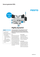 Générateur de vide pneumatique industriel FESTO OVEL-7-L-15-P-VQ6-UA-C-A-V1PNLK-H3 604110, neuf, garantie d'un an