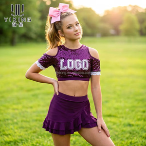 Wholesale Custom Cheerleading Uniforms Sparkly Rhinestones All Star Competition Performance Shell And Pleated <strong>Skirt</strong> Set Bulk - Product Image 3