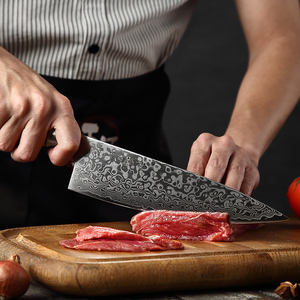 طقم سكاكين طاه حديثة احترافية من الفولاذ الدمشقي للمطبخ مع إكسسوارات مقصات - Product Image 5