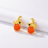 Boucles d'oreilles clous géométriques QX personnalisées OEM en argent sterling 925 plaqué or 18 carats avec zircon cubique orange, bijoux fins pour femmes, vente en gros