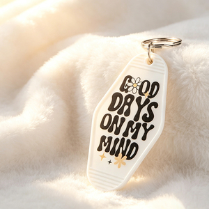 Retro Motel Style Acrylic Keychain Positive Slogan Hotel <b>Key</b> Tag Inspirational Text Bag Pendant <b>Key</b> Ring Accessories Wholesale - Product Image 3