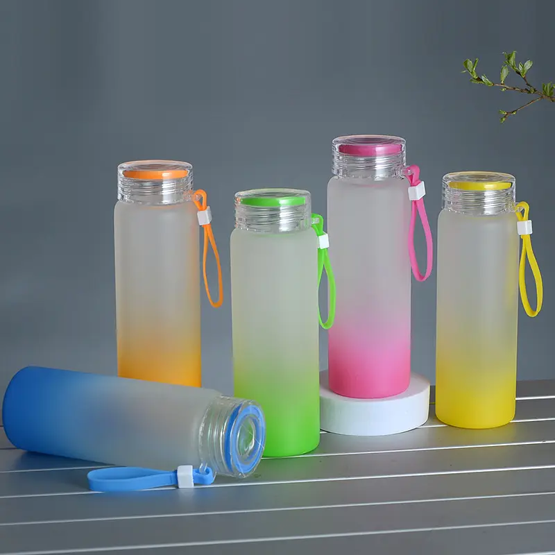 New designer 510ml sublimation blank colorful matte frosted glass sublimation water bottle