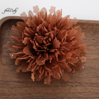 Appliques de fleurs de pivoine en tissu, patchs de fleurs en mousseline 3D gonflées, accessoires pour cheveux DIY, décorations de vêtements, fleurs douces et romantiques faites à la main