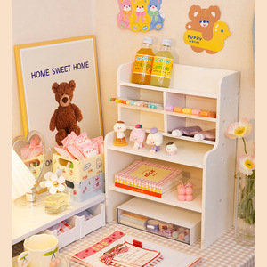 Desktop Storage Rack 4 Layers Wood <b>Plastic</b> Composite Stationery And Books Organizer Multi Functional Desk Extender - Product Image 3