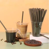 Pailles à boire compostables en café moulu, sans PFAS, sans BPA, écologiques, taille, longueur et diamètre personnalisables pour cafés, bubble tea, fêtes