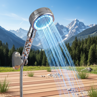 Robinet de douche mural moderne à LED changeant de couleur, écologique, à haute pression, économiseur d'eau, avec perles filtrantes et contrôle de la température
