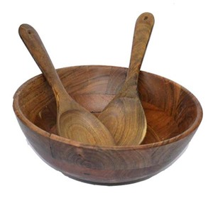 Modern Classic Handcrafted Wooden <b>Salad</b> <b>Servers</b> and Versatile Wood Bowls for Living Room Table Centerpiece - Product Image 4
