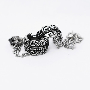 yunnique Clip-on <b>Earrings</b> Titanium Steel <b>Black</b> White Zircon <b>Studs</b> Geometric Design Fashion Ear Clips For Women - Product Image 3