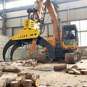 Hydraulic Tree Cutting Grapple wood cutters saw Grapples Chainsaw For Excavator