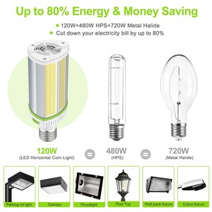 Bombilla LED de Maíz de 120W con Montaje Horizontal y Base E39 para Iluminación de Calles y Áreas, Luminaria para Almacenes, Talleres, Garajes y Gimnasios - Product Image 5
