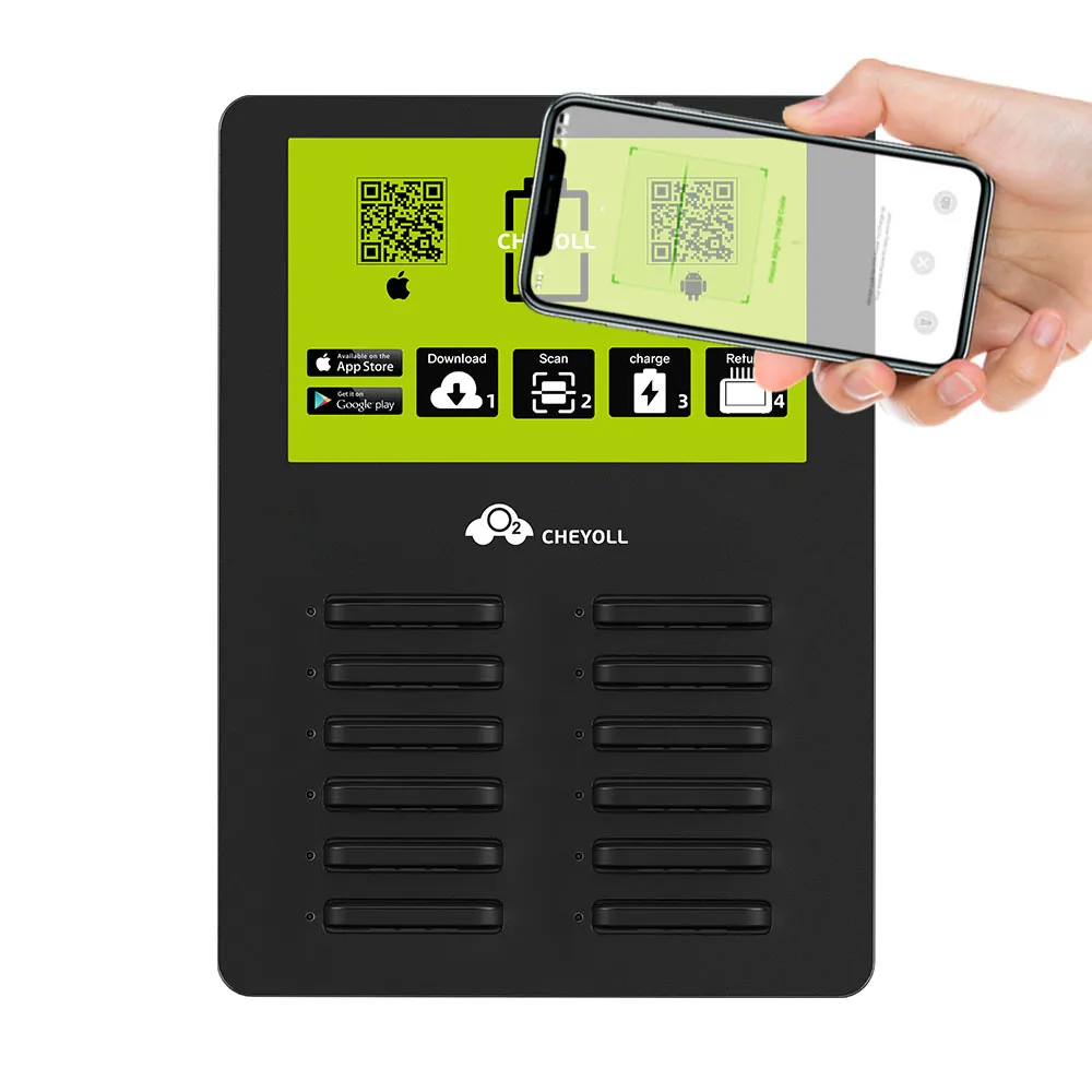 Mobile Ladestation Tragbare Maschine 12 Steckplätze Power Bank Rental Shared Charging Mobile Station