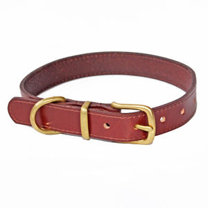 <span class=keywords><strong>Collar</strong></span> y correa de cuero genuino para perro, juego de correa con hebillas de latón, alta calidad, precio competitivo - Product Image 2