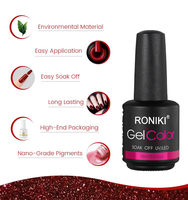 RONIKI Prix d'usine Fournitures pour les ongles Vernis à gel UV sans hema Marque privée Vente en gros OEM Acrylique Paillettes Soak Off Vernis à ongles en gel