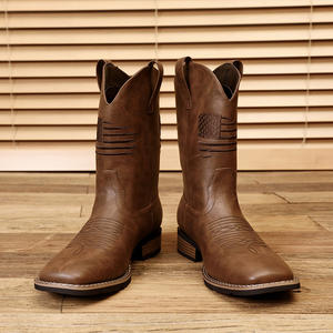 Botas Vaqueras Occidentales para Hombre, Talla Grande 16, Bordado Clásico, Estilo Biker Rockabilly, Tacón Cuadrado, para Todas las Temporadas - Product Image 4
