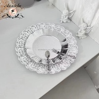 Assiette de présentation ANNIELU 13 pouces en plastique électroplaqué argenté, ajourée, réutilisable, pour décoration de table de mariage, fête ou banquet