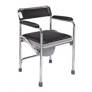 Foldable Chromed Steel <b>Commode</b> Chair with PVC Cushion 100kg Capacity Modern Design for Disabled Use - Product Image 1