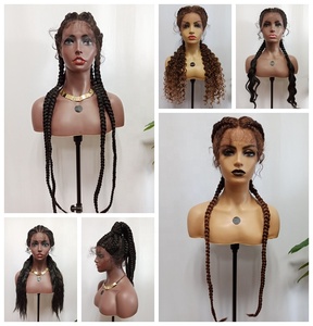 Ren Phía Trước Knotless Hộp Bện Tóc Giả Màu Đen Bện Tóc Giả Với Bé Tóc Tóc Con Người Pha Trộn Ren Phía Trước Hộp Bện Tóc Giả Cho Phụ Nữ - Product Image 6