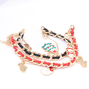 Christmas Charm <b>Bracelet</b> <b>Red</b> Gold Chain Gloves Bell Pendant Women's Jewelry Gift - Product Image 5