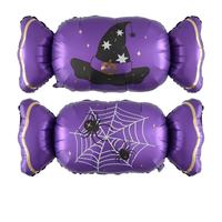 Ballons en aluminium en forme de bonbons orange, violet et noir pour la décoration d'ambiance de fête d'Halloween en gros