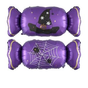Palloncini in Foil a Forma di Caramella Arancioni, Viola e Neri per Decorazioni Atmosferiche per Feste di Halloween - Product Image 4