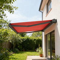 Auvent de terrasse électrique moderne de luxe de style cassette à bras repliables avec télécommande, doté d'un cadre en alliage d'aluminium et d'un revêtement en PVC