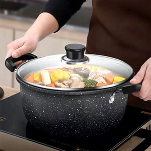<span class=keywords><strong>Olla</strong></span> para Sopa Antiadherente con Textura de Piedra Maifan, 5 Capas de Hierro Fundido, Asa con Aislamiento Térmico para Cocinar en Familia - Product Image 3