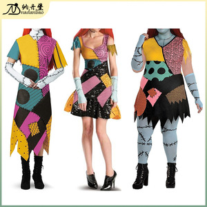 Dark Wind Christmas Fright Night <span class=keywords><strong>Sally</strong></span> Cosplay <span class=keywords><strong>Mujer</strong></span> <span class=keywords><strong>Disfraz</strong></span> <span class=keywords><strong>de</strong></span> Halloween Estampado - Product Image 1