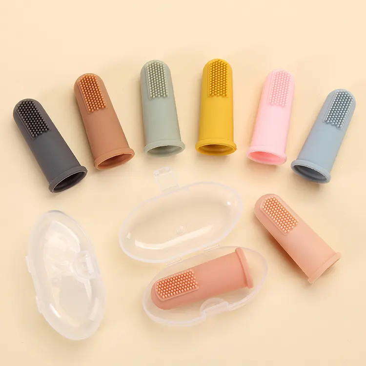 Bé Finger Bàn Chải Đánh Răng Mềm Silicone Trẻ Sơ Sinh Răng Làm Sạch Bé Bàn Chải Với Hộp