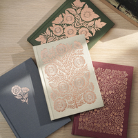 Carnet à couverture rigide en tissu avec logo personnalisé, entièrement personnalisable, estampillé à chaud or rose, carnet de croquis vierge
