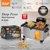 Friteuse à huile de qualité professionnelle en acier inoxydable, triple panier, 5L, friteuse électrique pour poulet frit RAF