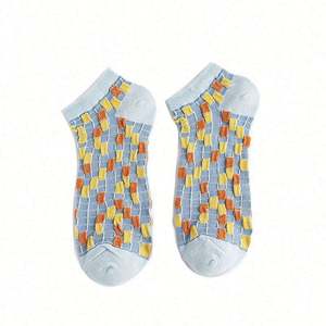 New Nhật Bản ngọt ngào đầy màu sắc đơn giản khảm màu khối của phụ nữ ngắn ống thuyền vớ tùy chỉnh mô hình mắt cá chân vớ - Product Image 5