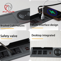 Nueva Caja de Enchufes Eléctrica de Sobremesa con Carga Inalámbrica, Tapa Abatible, Puerto USB y 3 Tomas Universales para Mesa de Conferencias